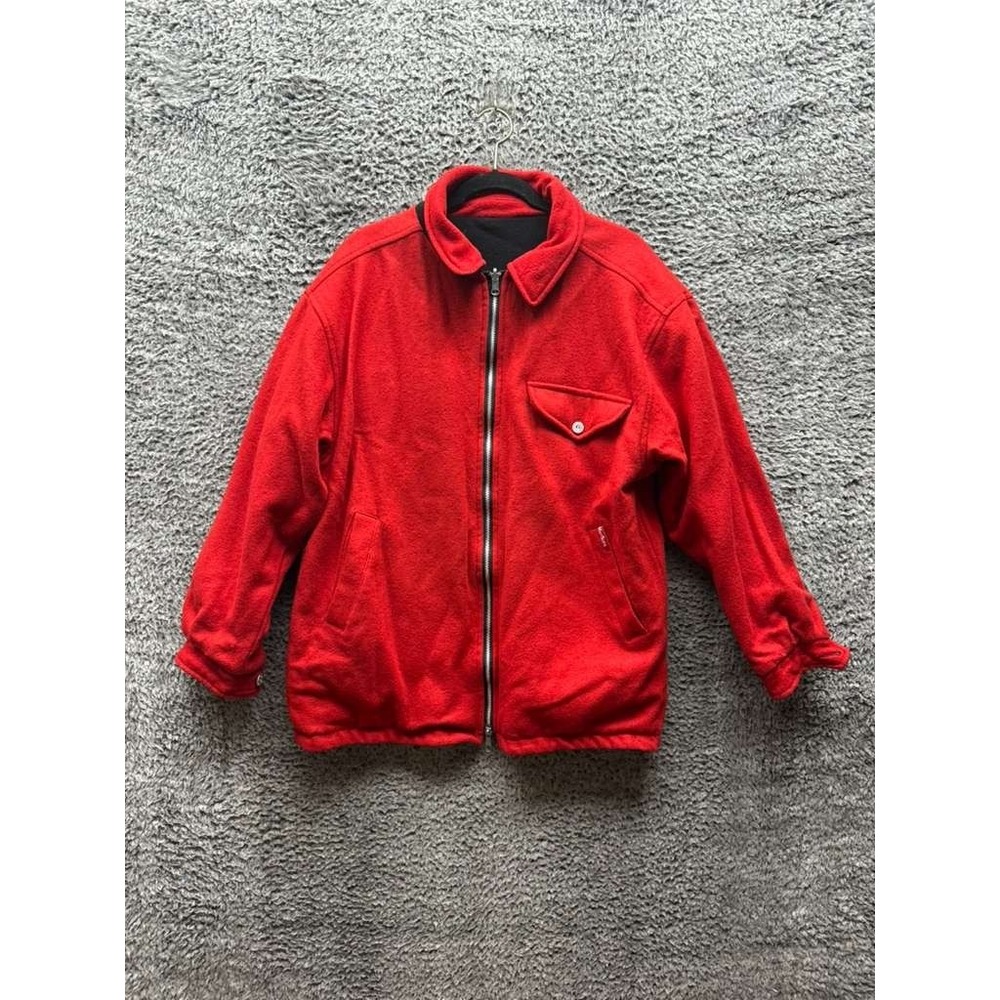 Vintage 90s Marlboro Fleece Reversible‎ Full Zip Jacket Black Red Adult Size L